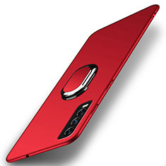Handyhülle Hülle Hartschalen Kunststoff Schutzhülle Tasche Matt mit Magnetisch Fingerring Ständer A01 für Vivo Y20 Rot