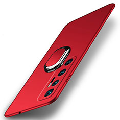 Handyhülle Hülle Hartschalen Kunststoff Schutzhülle Tasche Matt mit Magnetisch Fingerring Ständer A01 für Xiaomi Mi 10 Ultra Rot