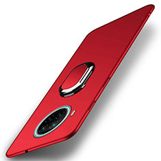 Handyhülle Hülle Hartschalen Kunststoff Schutzhülle Tasche Matt mit Magnetisch Fingerring Ständer A01 für Xiaomi Mi 10i 5G Rot