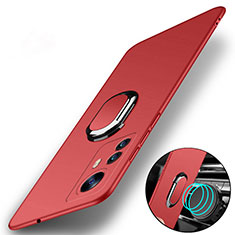 Handyhülle Hülle Hartschalen Kunststoff Schutzhülle Tasche Matt mit Magnetisch Fingerring Ständer A01 für Xiaomi Mi 12S Pro 5G Rot