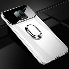 Handyhülle Hülle Hartschalen Kunststoff Schutzhülle Tasche Matt mit Magnetisch Fingerring Ständer A01 für Xiaomi Redmi 10X 5G Weiß