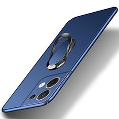 Handyhülle Hülle Hartschalen Kunststoff Schutzhülle Tasche Matt mit Magnetisch Fingerring Ständer für Oppo Reno8 Pro+ Plus 5G Blau