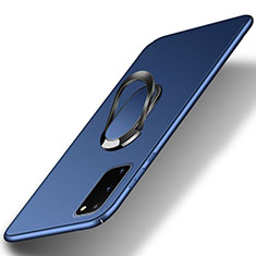 Handyhülle Hülle Hartschalen Kunststoff Schutzhülle Tasche Matt mit Magnetisch Fingerring Ständer für Samsung Galaxy S20 FE 5G Blau