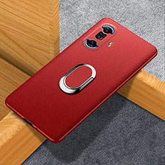 Handyhülle Hülle Hartschalen Kunststoff Schutzhülle Tasche Matt mit Magnetisch Fingerring Ständer für Xiaomi Poco F3 GT 5G Rot