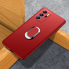 Handyhülle Hülle Hartschalen Kunststoff Schutzhülle Tasche Matt mit Magnetisch Fingerring Ständer für Xiaomi POCO M3 Pro 5G Rot