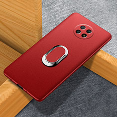 Handyhülle Hülle Hartschalen Kunststoff Schutzhülle Tasche Matt mit Magnetisch Fingerring Ständer für Xiaomi Redmi Note 9T 5G Rot