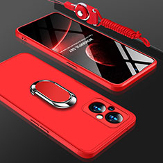 Handyhülle Hülle Hartschalen Kunststoff Schutzhülle Tasche Matt mit Magnetisch Fingerring Ständer GK1 für OnePlus Nord N20 5G Rot