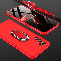 Handyhülle Hülle Hartschalen Kunststoff Schutzhülle Tasche Matt mit Magnetisch Fingerring Ständer GK2 für Oppo Reno6 5G Rot