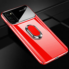 Handyhülle Hülle Hartschalen Kunststoff Schutzhülle Tasche Matt mit Magnetisch Fingerring Ständer P01 für Huawei Honor V30 5G Rot