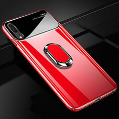 Handyhülle Hülle Hartschalen Kunststoff Schutzhülle Tasche Matt mit Magnetisch Fingerring Ständer P01 für Huawei P20 Rot