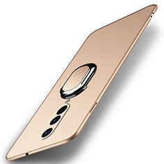 Handyhülle Hülle Hartschalen Kunststoff Schutzhülle Tasche Matt mit Magnetisch Fingerring Ständer P01 für OnePlus 8 Gold