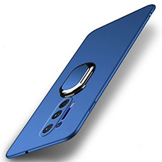 Handyhülle Hülle Hartschalen Kunststoff Schutzhülle Tasche Matt mit Magnetisch Fingerring Ständer P01 für OnePlus 8 Pro Blau