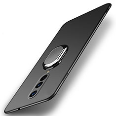 Handyhülle Hülle Hartschalen Kunststoff Schutzhülle Tasche Matt mit Magnetisch Fingerring Ständer P01 für OnePlus 8 Schwarz