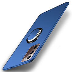 Handyhülle Hülle Hartschalen Kunststoff Schutzhülle Tasche Matt mit Magnetisch Fingerring Ständer P01 für Samsung Galaxy Note 20 5G Blau