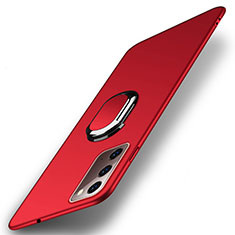 Handyhülle Hülle Hartschalen Kunststoff Schutzhülle Tasche Matt mit Magnetisch Fingerring Ständer P01 für Samsung Galaxy Note 20 5G Rot