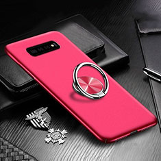 Handyhülle Hülle Hartschalen Kunststoff Schutzhülle Tasche Matt mit Magnetisch Fingerring Ständer P01 für Samsung Galaxy S10 5G Rot
