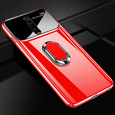 Handyhülle Hülle Hartschalen Kunststoff Schutzhülle Tasche Matt mit Magnetisch Fingerring Ständer P01 für Xiaomi Mi 9T Pro Rot