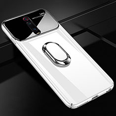 Handyhülle Hülle Hartschalen Kunststoff Schutzhülle Tasche Matt mit Magnetisch Fingerring Ständer P01 für Xiaomi Mi 9T Weiß