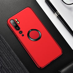 Handyhülle Hülle Hartschalen Kunststoff Schutzhülle Tasche Matt mit Magnetisch Fingerring Ständer P01 für Xiaomi Mi Note 10 Pro Rot