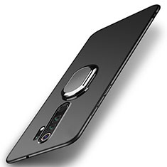 Handyhülle Hülle Hartschalen Kunststoff Schutzhülle Tasche Matt mit Magnetisch Fingerring Ständer P01 für Xiaomi Redmi Note 8 Pro Schwarz