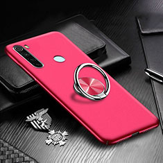 Handyhülle Hülle Hartschalen Kunststoff Schutzhülle Tasche Matt mit Magnetisch Fingerring Ständer P01 für Xiaomi Redmi Note 8 Rot