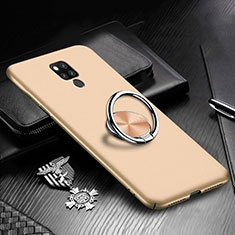 Handyhülle Hülle Hartschalen Kunststoff Schutzhülle Tasche Matt mit Magnetisch Fingerring Ständer P02 für Huawei Mate 20 X 5G Gold
