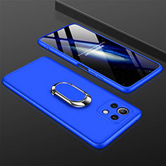 Handyhülle Hülle Hartschalen Kunststoff Schutzhülle Tasche Matt mit Magnetisch Fingerring Ständer P02 für Xiaomi Mi 11 5G Blau