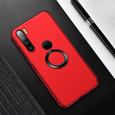 Handyhülle Hülle Hartschalen Kunststoff Schutzhülle Tasche Matt mit Magnetisch Fingerring Ständer P02 für Xiaomi Redmi Note 8 (2021) Rot