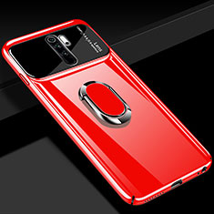 Handyhülle Hülle Hartschalen Kunststoff Schutzhülle Tasche Matt mit Magnetisch Fingerring Ständer P02 für Xiaomi Redmi Note 8 Pro Rot