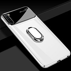 Handyhülle Hülle Hartschalen Kunststoff Schutzhülle Tasche Matt mit Magnetisch Fingerring Ständer P03 für Xiaomi Redmi Note 8 Weiß