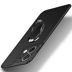 Handyhülle Hülle Hartschalen Kunststoff Schutzhülle Tasche Matt mit Magnetisch Fingerring Ständer S01 für Xiaomi Redmi Note 13 5G Schwarz