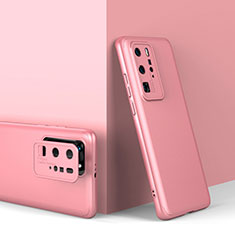 Handyhülle Hülle Hartschalen Kunststoff Schutzhülle Tasche Matt Vorder und Rückseite 360 Grad Ganzkörper für Huawei P40 Pro Rosegold