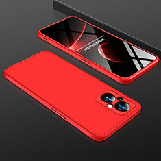 Handyhülle Hülle Hartschalen Kunststoff Schutzhülle Tasche Matt Vorder und Rückseite 360 Grad Ganzkörper für Oppo Reno7 Z 5G Rot