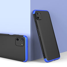 Handyhülle Hülle Hartschalen Kunststoff Schutzhülle Tasche Matt Vorder und Rückseite 360 Grad Ganzkörper für Realme C11 Blau und Schwarz