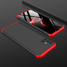 Handyhülle Hülle Hartschalen Kunststoff Schutzhülle Tasche Matt Vorder und Rückseite 360 Grad Ganzkörper für Samsung Galaxy A51 5G Rot und Schwarz
