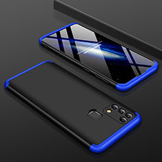 Handyhülle Hülle Hartschalen Kunststoff Schutzhülle Tasche Matt Vorder und Rückseite 360 Grad Ganzkörper für Samsung Galaxy M21s Blau und Schwarz