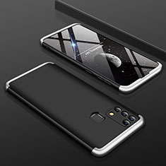 Handyhülle Hülle Hartschalen Kunststoff Schutzhülle Tasche Matt Vorder und Rückseite 360 Grad Ganzkörper für Samsung Galaxy M31 Silber und Schwarz