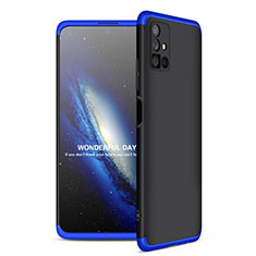 Handyhülle Hülle Hartschalen Kunststoff Schutzhülle Tasche Matt Vorder und Rückseite 360 Grad Ganzkörper für Samsung Galaxy M51 Blau und Schwarz