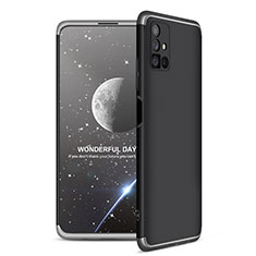 Handyhülle Hülle Hartschalen Kunststoff Schutzhülle Tasche Matt Vorder und Rückseite 360 Grad Ganzkörper für Samsung Galaxy M51 Silber und Schwarz