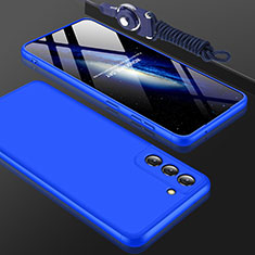 Handyhülle Hülle Hartschalen Kunststoff Schutzhülle Tasche Matt Vorder und Rückseite 360 Grad Ganzkörper für Samsung Galaxy S21 5G Blau