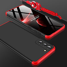 Handyhülle Hülle Hartschalen Kunststoff Schutzhülle Tasche Matt Vorder und Rückseite 360 Grad Ganzkörper für Samsung Galaxy S21 5G Rot und Schwarz