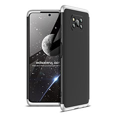 Handyhülle Hülle Hartschalen Kunststoff Schutzhülle Tasche Matt Vorder und Rückseite 360 Grad Ganzkörper für Xiaomi Poco X3 Silber und Schwarz