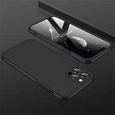 Handyhülle Hülle Hartschalen Kunststoff Schutzhülle Tasche Matt Vorder und Rückseite 360 Grad Ganzkörper M01 für Apple iPhone 12 Pro Max Schwarz