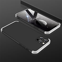 Handyhülle Hülle Hartschalen Kunststoff Schutzhülle Tasche Matt Vorder und Rückseite 360 Grad Ganzkörper M01 für Apple iPhone 12 Pro Silber und Schwarz