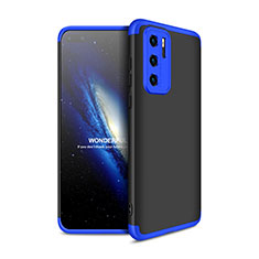 Handyhülle Hülle Hartschalen Kunststoff Schutzhülle Tasche Matt Vorder und Rückseite 360 Grad Ganzkörper M01 für Huawei P40 Blau und Schwarz