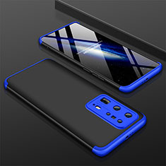 Handyhülle Hülle Hartschalen Kunststoff Schutzhülle Tasche Matt Vorder und Rückseite 360 Grad Ganzkörper M01 für Huawei P40 Pro+ Plus Blau und Schwarz