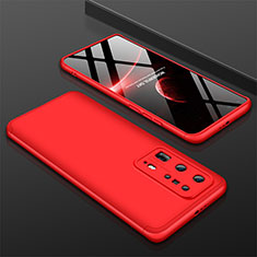Handyhülle Hülle Hartschalen Kunststoff Schutzhülle Tasche Matt Vorder und Rückseite 360 Grad Ganzkörper M01 für Huawei P40 Pro+ Plus Rot