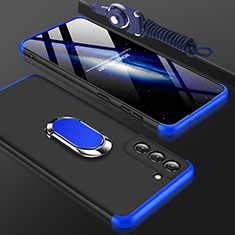 Handyhülle Hülle Hartschalen Kunststoff Schutzhülle Tasche Matt Vorder und Rückseite 360 Grad Ganzkörper M01 für Samsung Galaxy S21 5G Blau und Schwarz