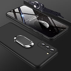 Handyhülle Hülle Hartschalen Kunststoff Schutzhülle Tasche Matt Vorder und Rückseite 360 Grad Ganzkörper M01 für Samsung Galaxy S21 5G Schwarz