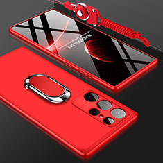 Handyhülle Hülle Hartschalen Kunststoff Schutzhülle Tasche Matt Vorder und Rückseite 360 Grad Ganzkörper M01 für Samsung Galaxy S21 Ultra 5G Rot